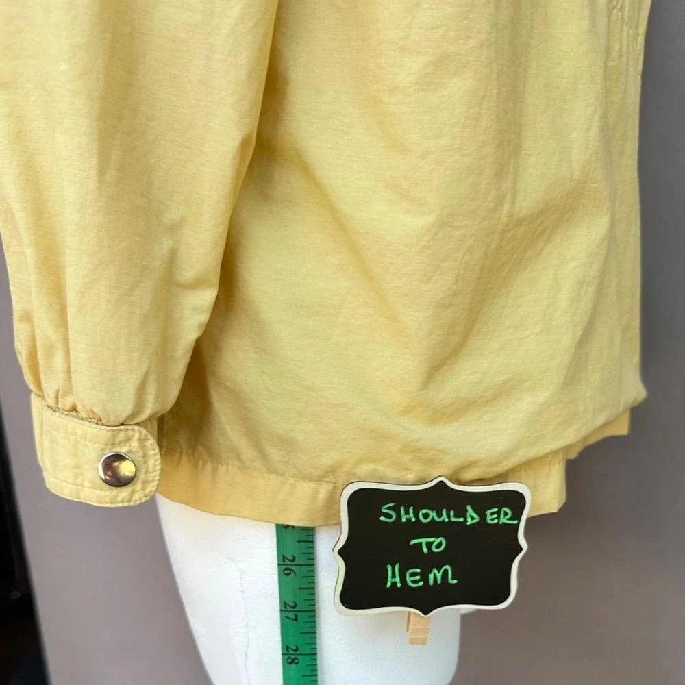 Talbots Raincoat Jacket L Yellow Hooded Full Zip Lined‎ Lightweight Preppy Chic
